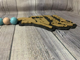 Wooden Barrel Racer Car Charm with Wooden Beads