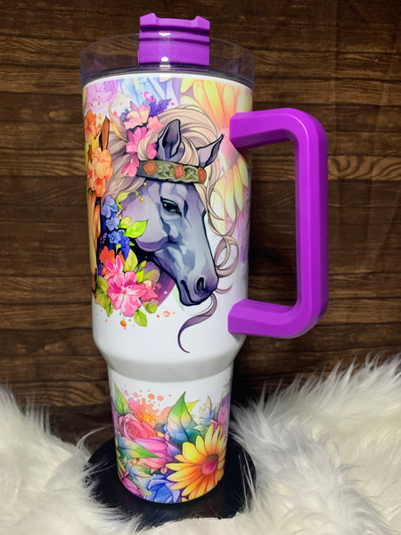 Watercolor Horses 40 oz Tumbler