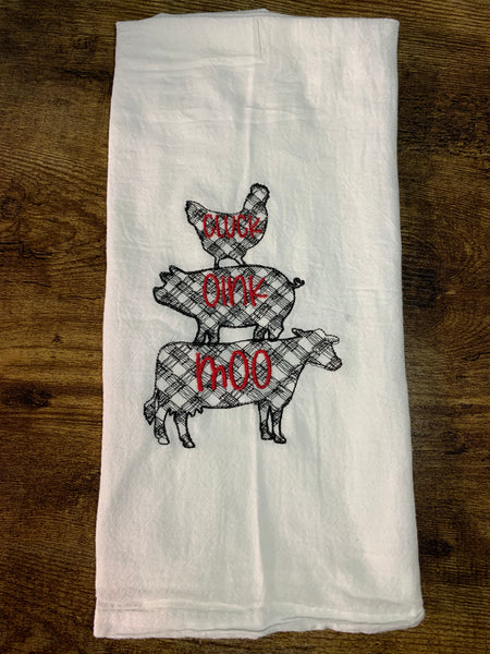 Farm Animal Embroidered Dish Towel