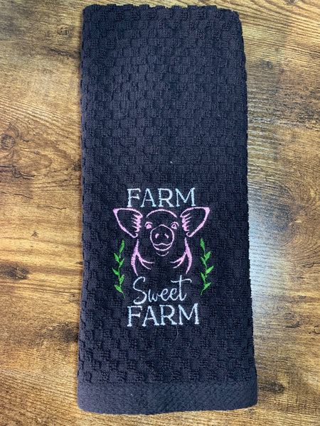 Farm Sweet Farm Pig Kitchen Towel