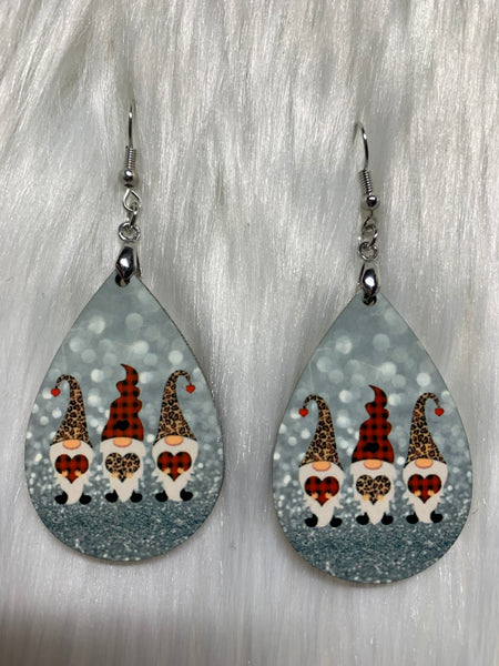 Silver Valentine Gnome Earrings