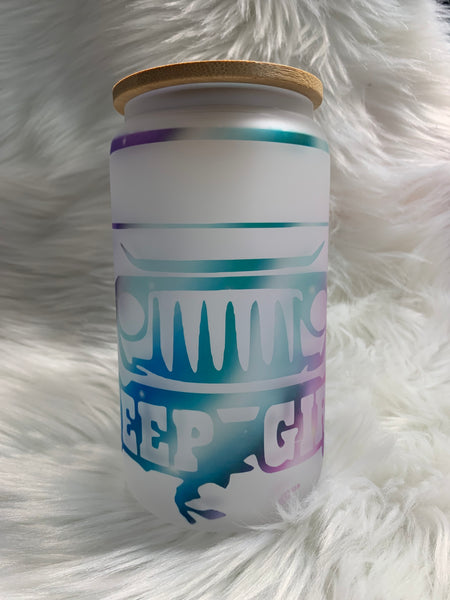 Jeep Girl Frosted Glass Tumbler