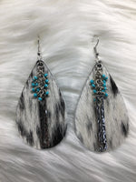 Cowhide Leather with Turquoise Earrings