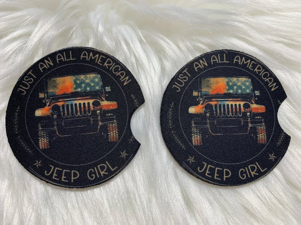 All American Jeep Girl Car Coaster