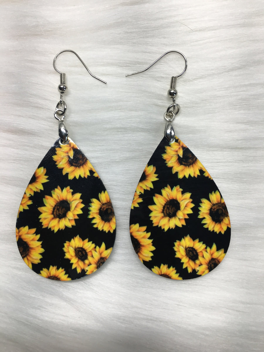 Sunflowers with Stripes Sublimation Earrings
