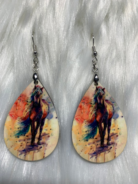 Watercolor Horse Earrings