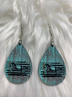 Weathered Flag Horse Earrings