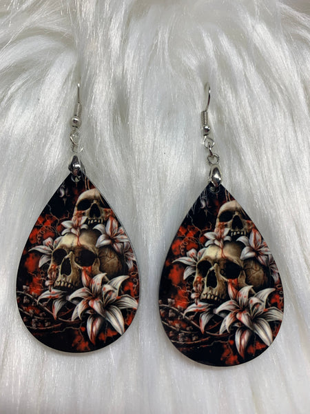 Lilly and Skulls Earrings