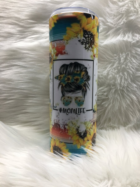 Mom Life Tumbler - Sunflower & Serape