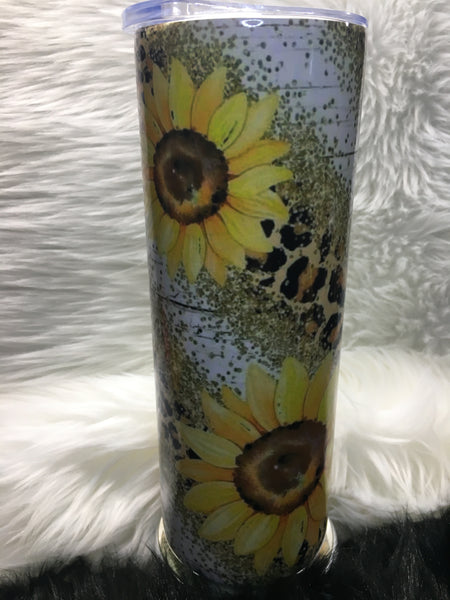 Sunflower & Leopard Print 20oz Tumbler