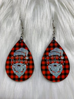 Plaid Santa Earrings