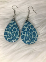 Teal Leopard Print Earrings