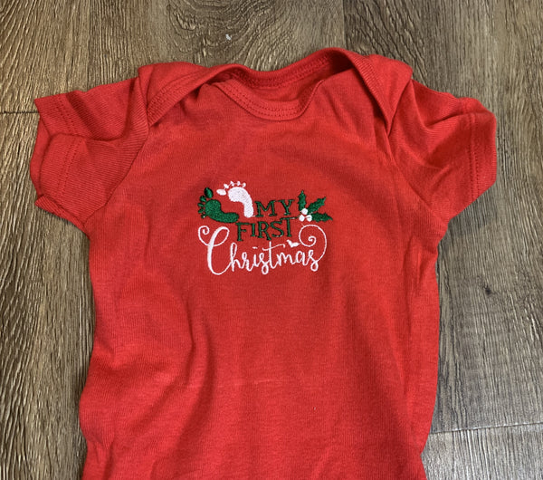 My First Christmas Onesie - Embroidery