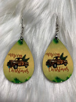 Green Merry Christmas Earrings