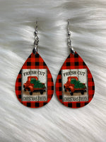 Red Plaid Christmas Earrings