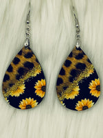 Leopard & Sunflowers split Earrings